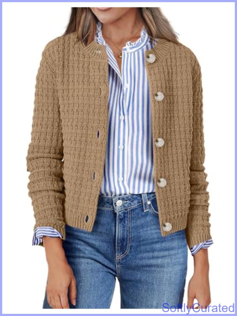 Women's Long Sleeve Button Down Ribbed Knit Cardigan Sweater